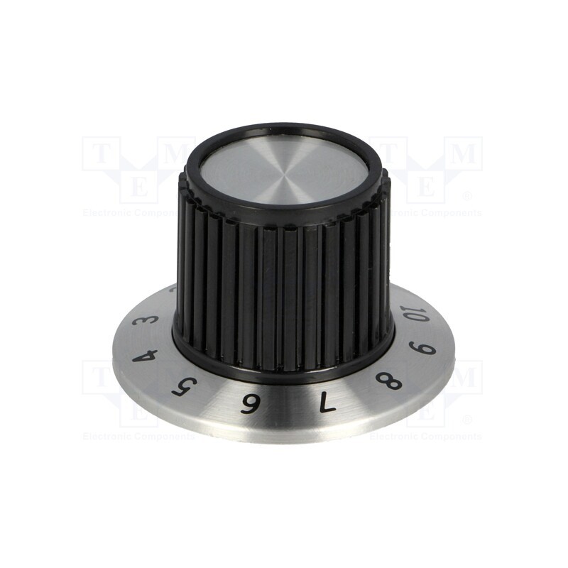 10 pcs : RN-112A - Knob, with flange, plastic, Øshaft: 6.35mm, Ø22.7x23.7mm