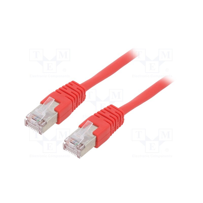 10 pcs : PP22-2M/R - Patch cord, F/UTP, 5e, stranded, CCA, PVC, red, 2m, 26AWG, shielded