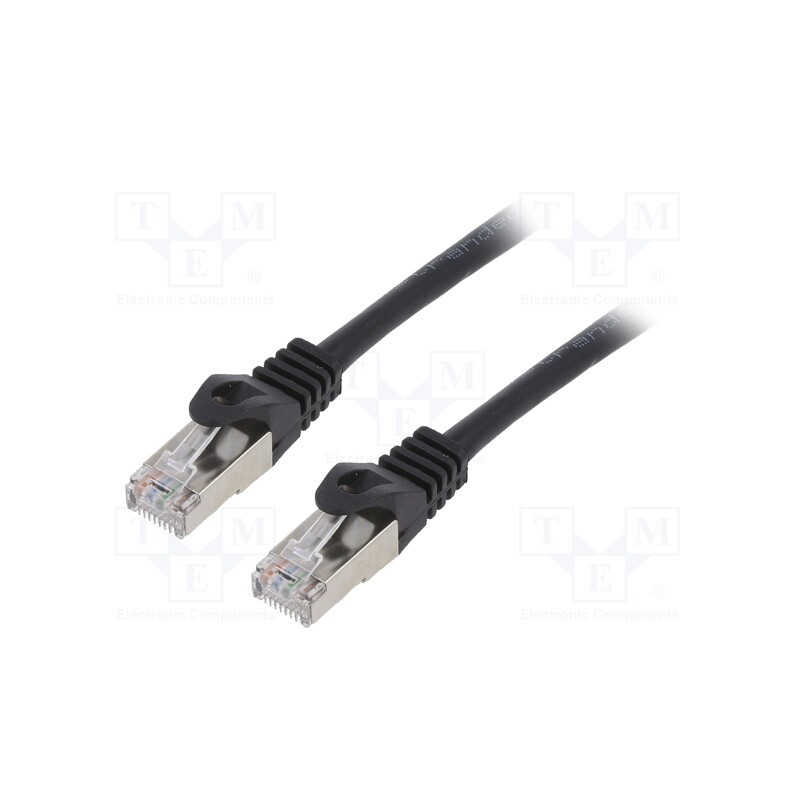 10 pcs : PP6-0.5M/BK - Patch cord, F/UTP, 6, stranded, CCA, PVC, black, 0.5m, RJ45 plug