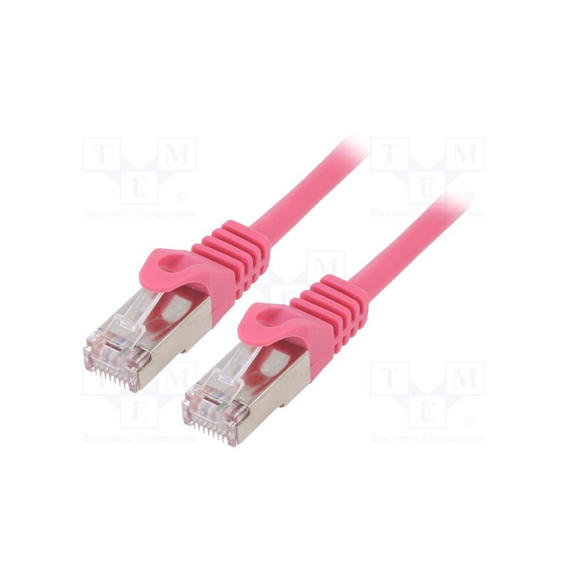 10 pcs : PP6-1M/RO - Patch cord, F/UTP, 6, stranded, CCA, PVC, pink, 1m, RJ45 plug, 26AWG