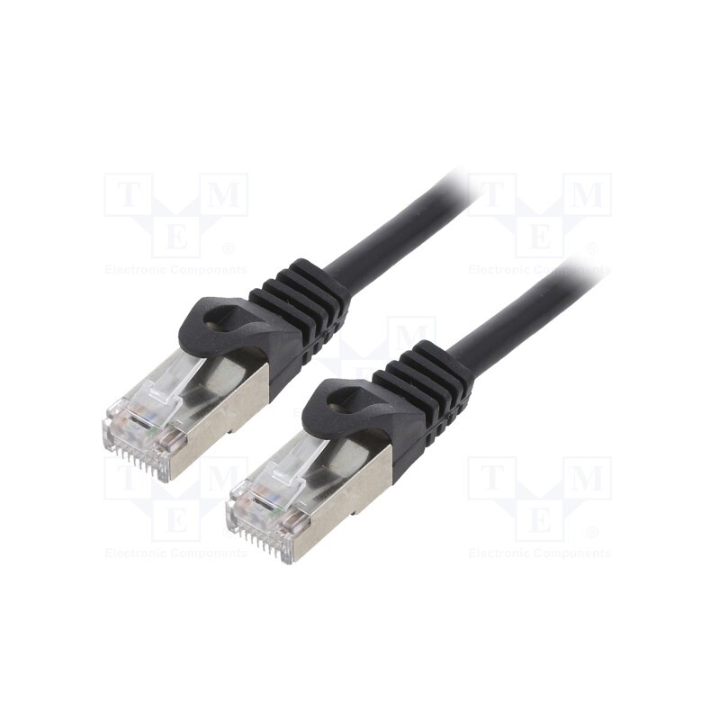 10 pcs : PP6-2M/BK - Patch cord, F/UTP, 6, stranded, CCA, PVC, black, 2m, RJ45 plug, 26AWG