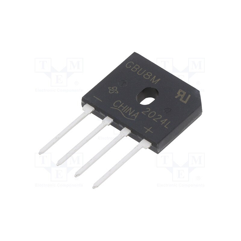 10 pcs : GBU8M-E3/51 - Bridge rectifier: single-phase, Urmax: 1kV, If: 8A, Ifsm: 200A, flat