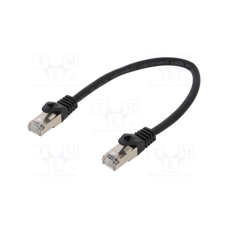 10 pcs : PP6A-LSZHCU-BK-0.25M - Patch cord, S/FTP, 6a, solid, Cu, LSZH, black, 0.25m, 27AWG