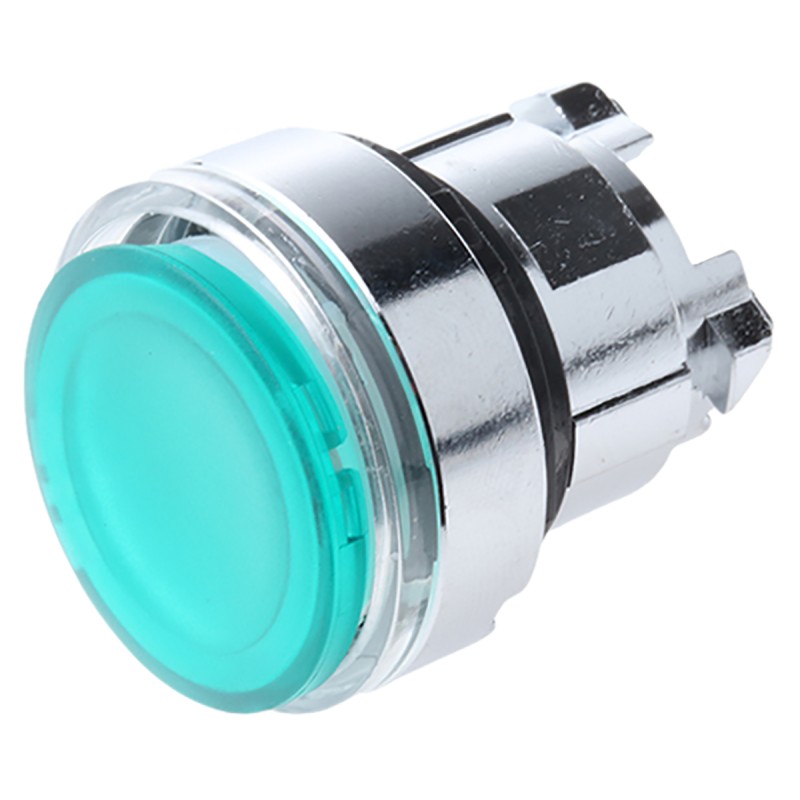 1 pcs - Schneider Electric Harmony XB4 Series Green Spring Return Push Button Head, 22mm Cutout, IP66, IP67, IP69K