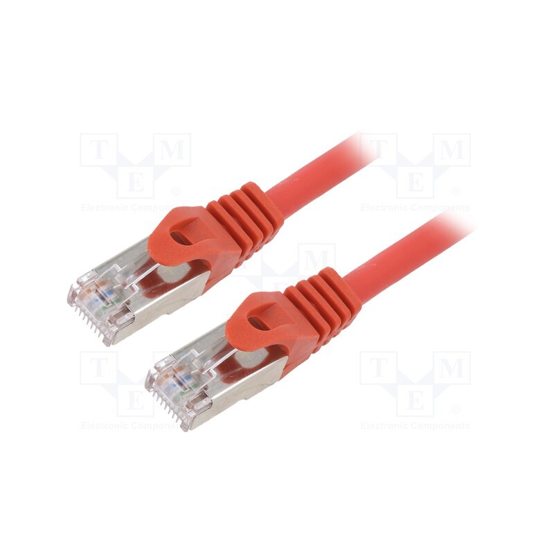 10 pcs : PP6A-LSZHCU-R-0.5M - Patch cord, S/FTP, 6a, solid, Cu, LSZH, red, 0.5m, 27AWG, Cablexpert