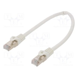 10 pcs : PP6A-LSZHCU-W-0.25M - Patch cord, S/FTP, 6a, solid, Cu, LSZH, white, 0.25m, 27AWG