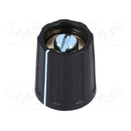 10 pcs : A2613040 - Knob, with pointer, ABS, Øshaft: 4mm, Ø13.5x15.5mm, black, A2613