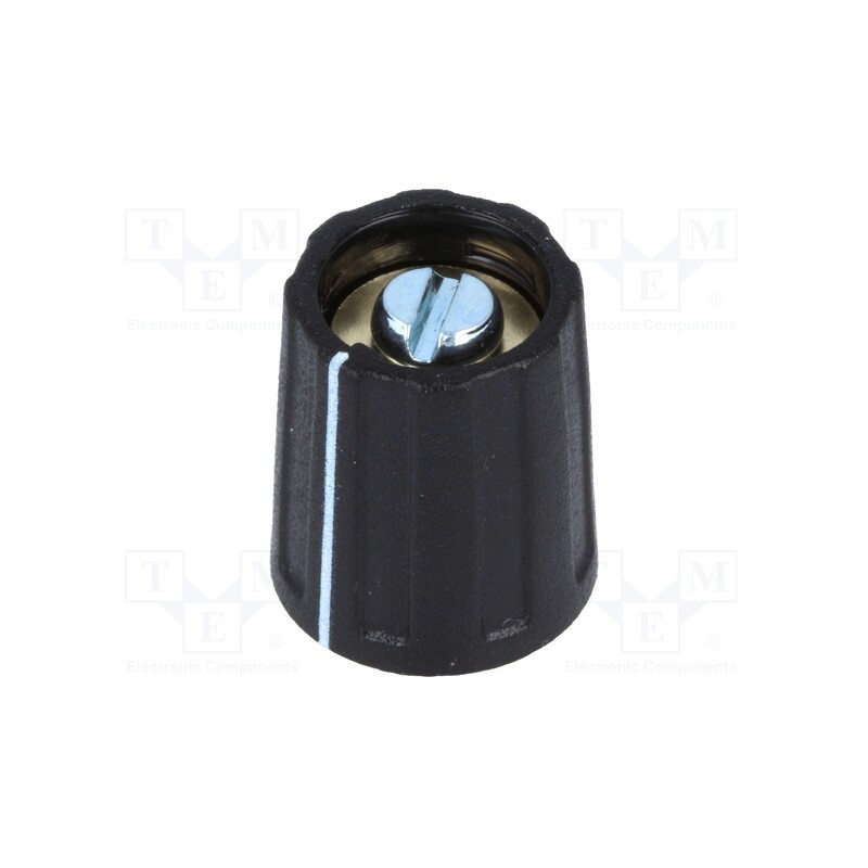 10 pcs : A2613040 - Knob, with pointer, ABS, Øshaft: 4mm, Ø13.5x15.5mm, black, A2613