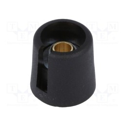 10 pcs : A3016069 - Knob, with pointer, polyamide, Øshaft: 6mm, Ø16x16mm, black