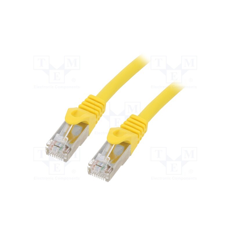 10 pcs : PP6A-LSZHCU-Y-0.5M - Patch cord, S/FTP, 6a, solid, Cu, LSZH, yellow, 0.5m, 27AWG