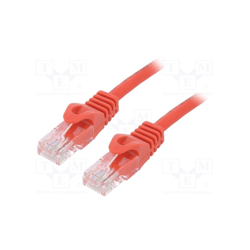 10 pcs : PP6U-1M/R - Patch cord, U/UTP, 6, stranded, CCA, PVC, red, 1m, 26AWG, Cablexpert