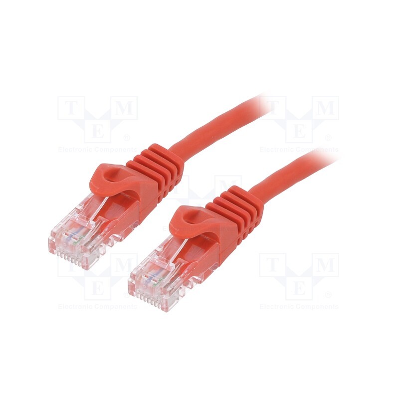 10 pcs : PP6U-2M/R - Patch cord, U/UTP, 6, stranded, CCA, PVC, red, 2m, 26AWG, Cablexpert