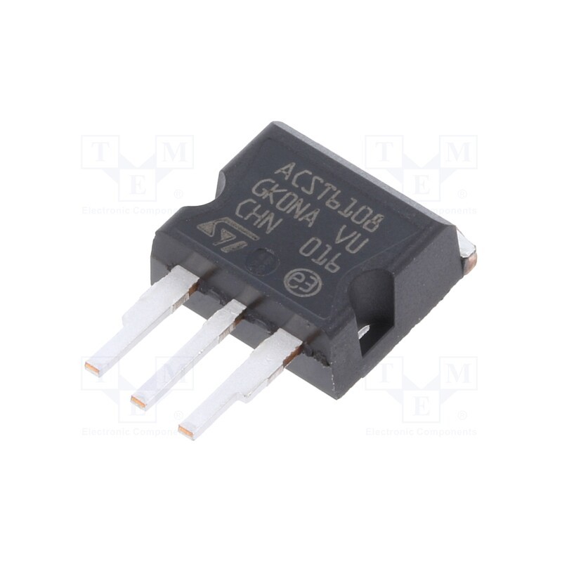 10 pcs : ACST610-8R - Thyristor: AC switch, 800V, Ifmax: 6A, Igt: 10mA, I2PAK, THT,