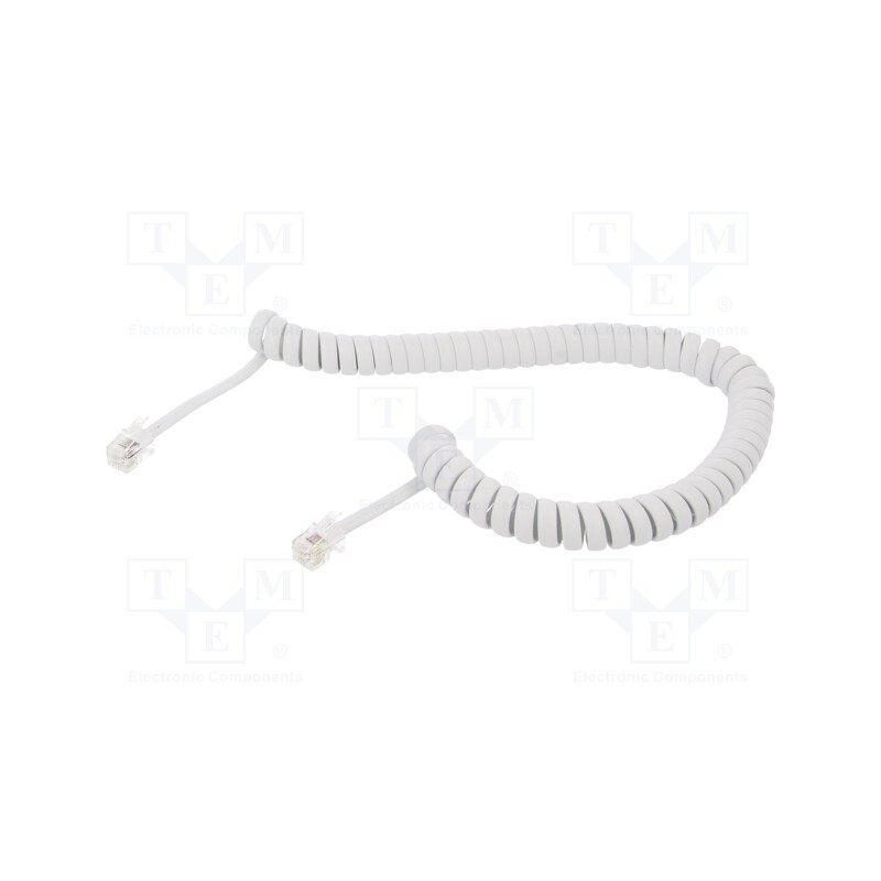 10 pcs : TC4P4CS-2M-W - Cable: telephone, coiled, RJ10 plug,both sides, white, 2m