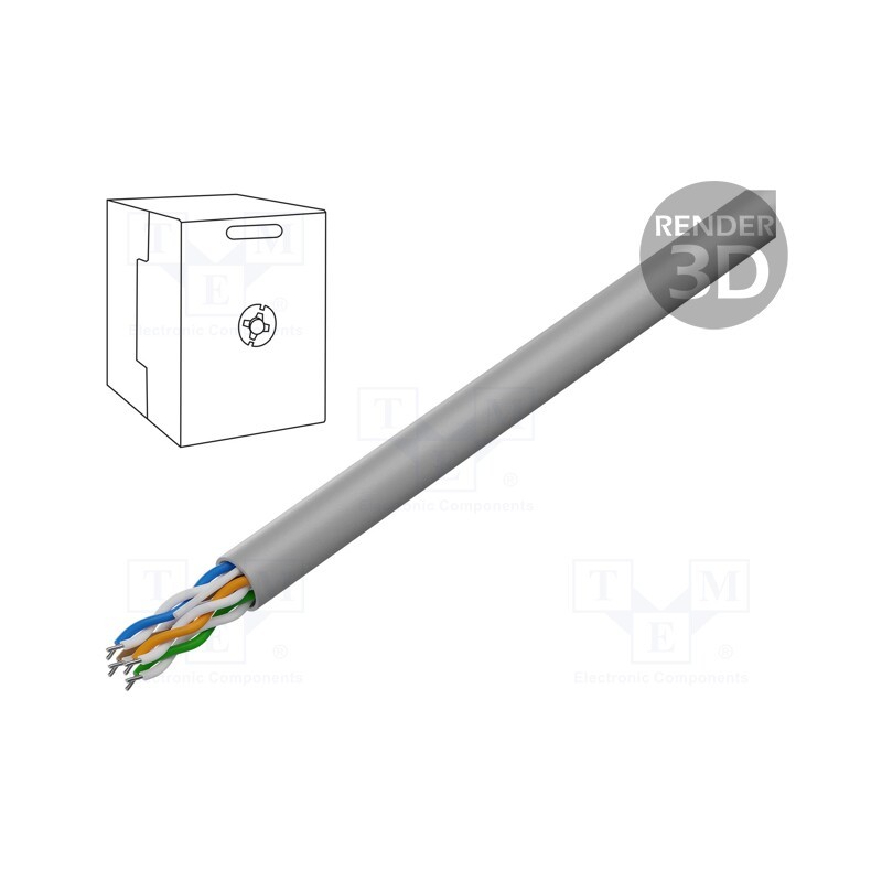 20 m : UPC-5004E-SOL - Wire, U/UTP, 4x2x24AWG, 5e, solid, CCA, PVC, grey, 305m, Øcable: 5.4mm