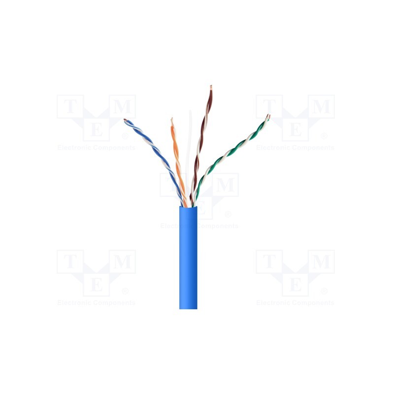 20 m : UPC-5004E-SOL-B - Wire, U/UTP, 4x2x24AWG, 5e, solid, CCA, PVC, blue, 305m, Øcable: 5.4mm