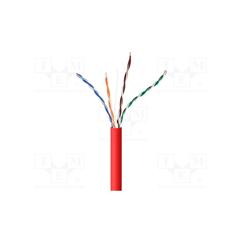 20 m : UPC-5004E-SOL-R - Wire, U/UTP, 4x2x24AWG, 5e, solid, CCA, PVC, red, 305m, Øcable: 5.4mm