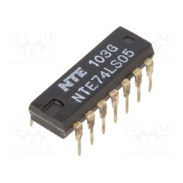 10 pcs : NTE74LS05 - IC: digital, NOT, Ch: 6, TTL, THT, DIP14, OUT: open collector