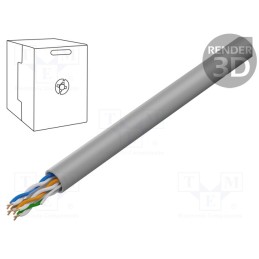 20 m : UPC-6004SE-SO - Wire, U/UTP, 4x2x24AWG, 6, solid, Cu, PVC, grey, 305m, Øcable: 6mm