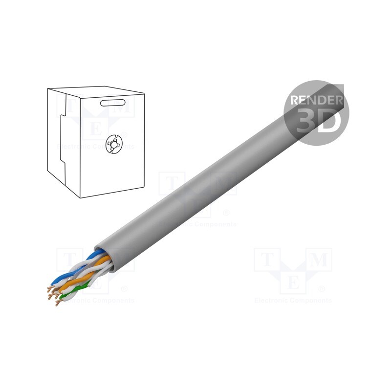 20 m : UPC-6004SE-SO - Wire, U/UTP, 4x2x24AWG, 6, solid, Cu, PVC, grey, 305m, Øcable: 6mm
