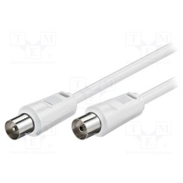 10 pcs : 11510 - Cable, 75Ω, 1.5m, coaxial 9.5mm socket,coaxial 9.5mm plug, white