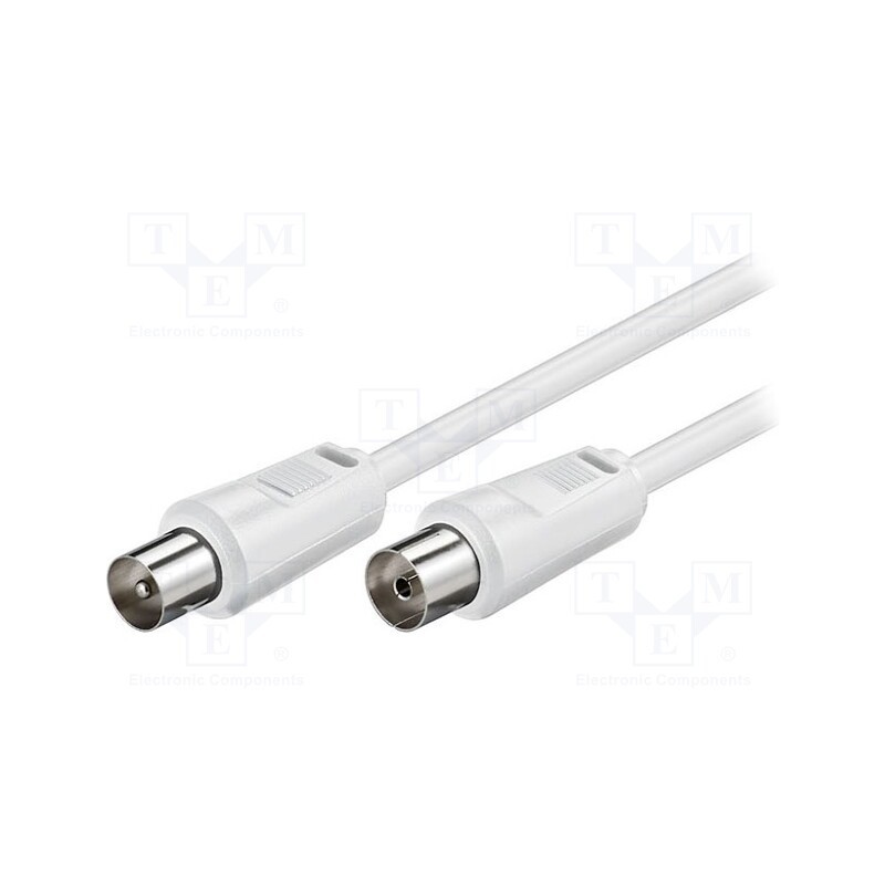 10 pcs : 11511 - Cable, 75Ω, 2.5m, coaxial 9.5mm socket,coaxial 9.5mm plug, white