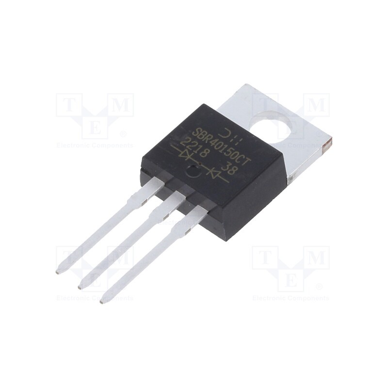 10 pcs : SBR40150CT - Diode: Schottky rectifying, SBR®, THT, 150V, 20Ax2, TO220AB,