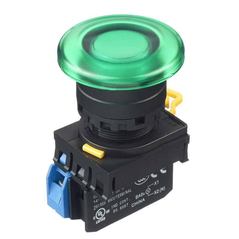 1 pcs - Idec YW Series Illuminated Push Button Complete Unit, Panel Mount, 22mm Cutout, SPST, IP65