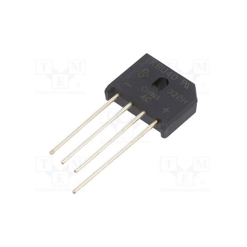 10 pcs : KBU4D-E4/51 - Bridge rectifier: single-phase, Urmax: 200V, If: 4A, Ifsm: 200A