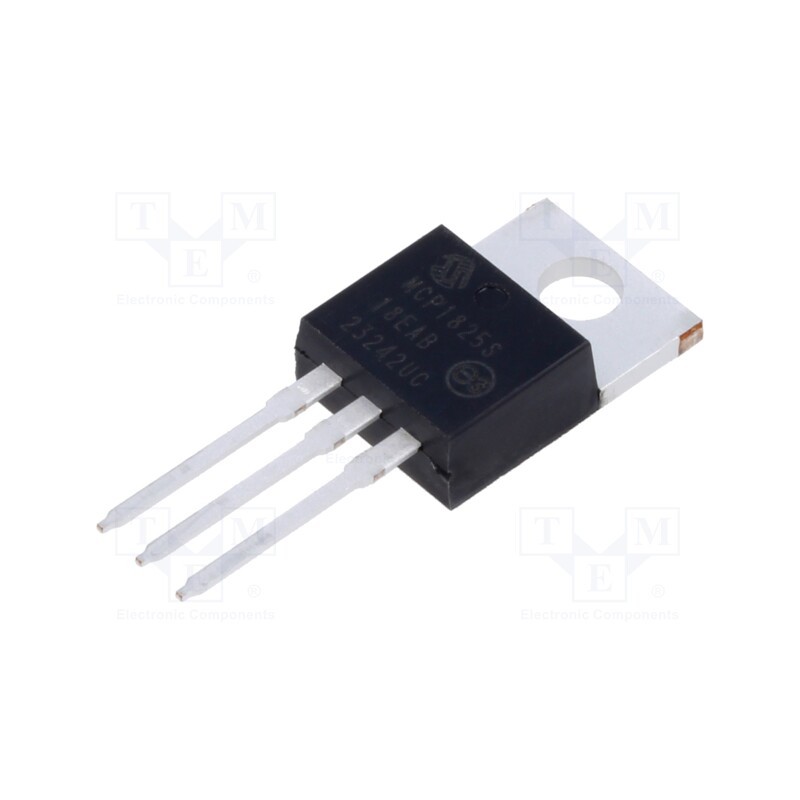 10 pcs : MCP1825S-1802E/AB - IC: voltage regulator, LDO,linear,fixed, 1.8V, 0.5A, TO220-3, THT