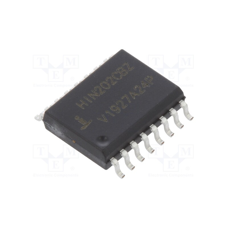 10 pcs : HIN202CBZ - IC: interface, transceiver, full duplex,RS232, 120kbps, SO16-W