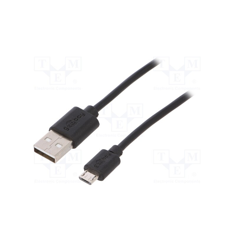 10 pcs : 38659 - Cable, USB 2.0, USB A plug,USB B micro plug, 0.5m, black