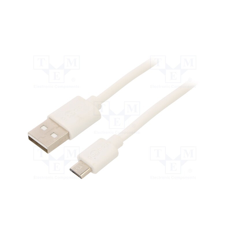10 pcs : 38665 - Cable, USB 2.0, USB A plug,USB B micro plug, 0.5m, white
