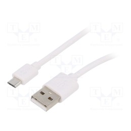 10 pcs : 38666 - Cable, USB 2.0, USB A plug,USB B micro plug, 2m, white