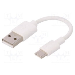 10 pcs : 38677 - Cable, USB 2.0, USB A plug,USB C plug, 0.1m, white, Core: Cu, PVC