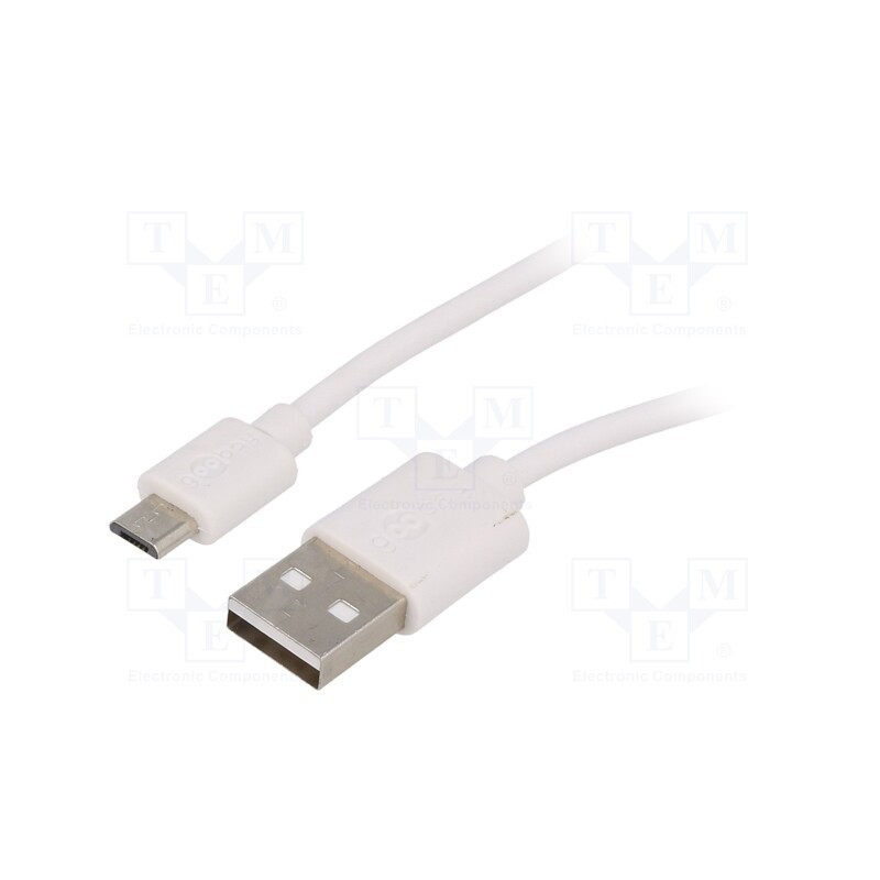 10 pcs : 43837 - Cable, USB 2.0, USB A plug,USB B micro plug, 1m, white