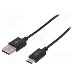 10 pcs : 45735 - Cable, USB 2.0, USB A plug,USB C plug, 1m, black, Core: Cu, 480Mbps