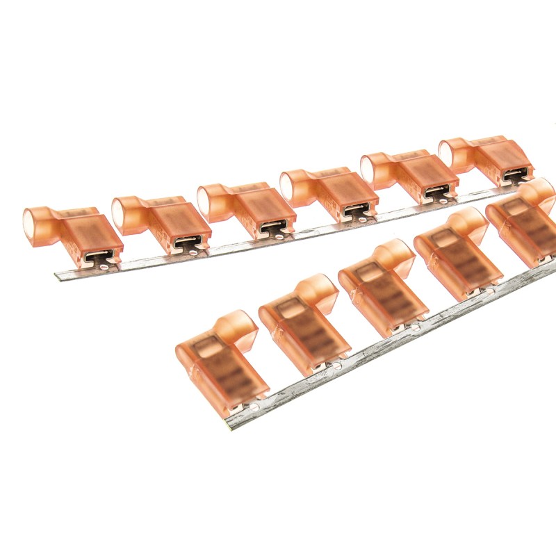 25 pcs - TE Connectivity Ultra-Fast .187 Red Insulated Female Spade Connector, Flag Terminal, 4.75 x 0.81mm Tab Size, 0.3mm² to