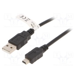 10 pcs : 46712 - Cable, USB 2.0, USB A plug,USB B mini plug, 1m, black