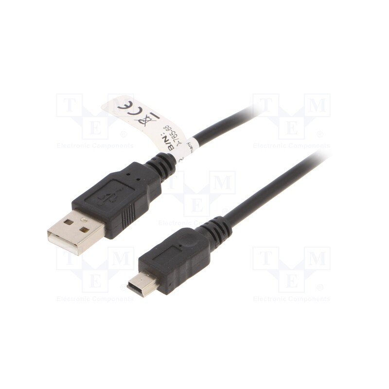 10 pcs : 46712 - Cable, USB 2.0, USB A plug,USB B mini plug, 1m, black