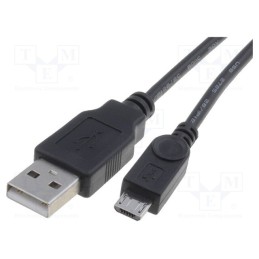 10 pcs : 46800 - Cable, USB 2.0, USB A plug,USB B micro plug, 1m, black