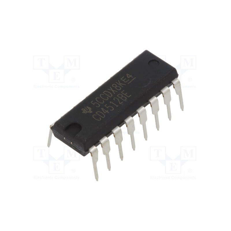 10 pcs : NTE4512B - IC: digital, data selector, Ch: 8, DIP16, 3÷18VDC, OUT: 3-state, CMOS