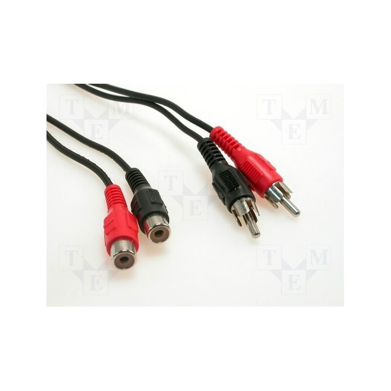 10 pcs : 50026 - Cable, RCA socket x2,RCA plug x2, 2.5m, Plating: nickel plated