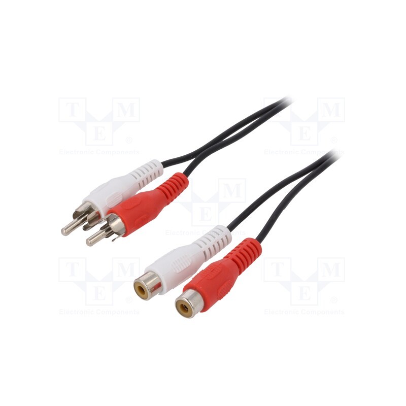 10 pcs : 50027 - Cable, RCA socket x2,RCA plug x2, 5m, Plating: nickel plated