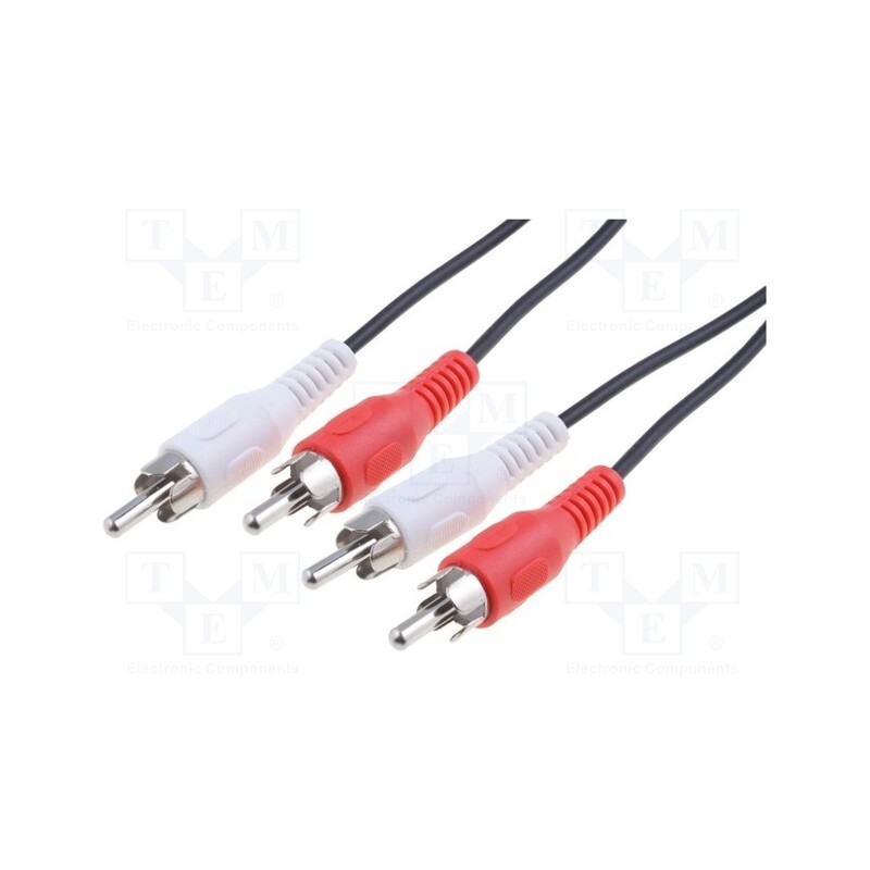 10 pcs : 50031 - Cable, RCA plug x2,both sides, 10m, Plating: nickel plated