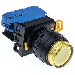 1 pcs - Idec YW Series Illuminated Push Button Complete Unit, Panel Mount, 22mm Cutout, SPST, IP65