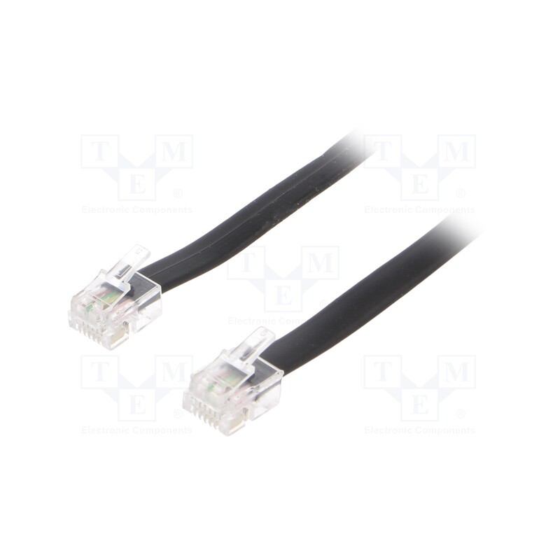 10 pcs : 50321 - Cable: telephone, flat, RJ12 plug,both sides, 3m, black