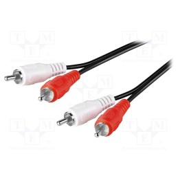 10 pcs : 50407 - Cable, RCA plug x2,both sides, 2.5m, Plating: nickel plated