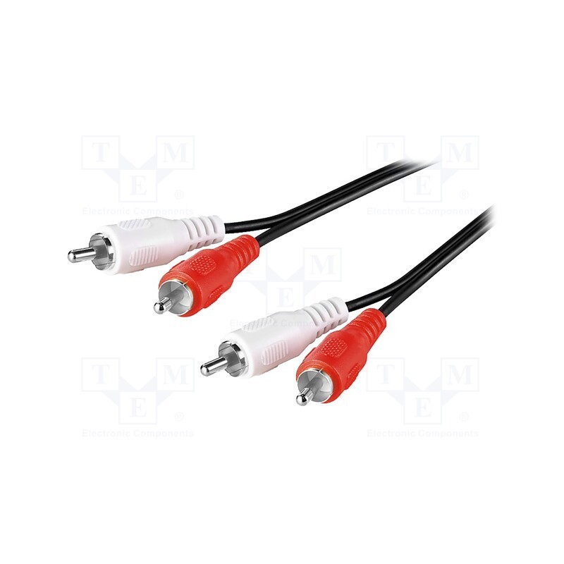 10 pcs : 50407 - Cable, RCA plug x2,both sides, 2.5m, Plating: nickel plated