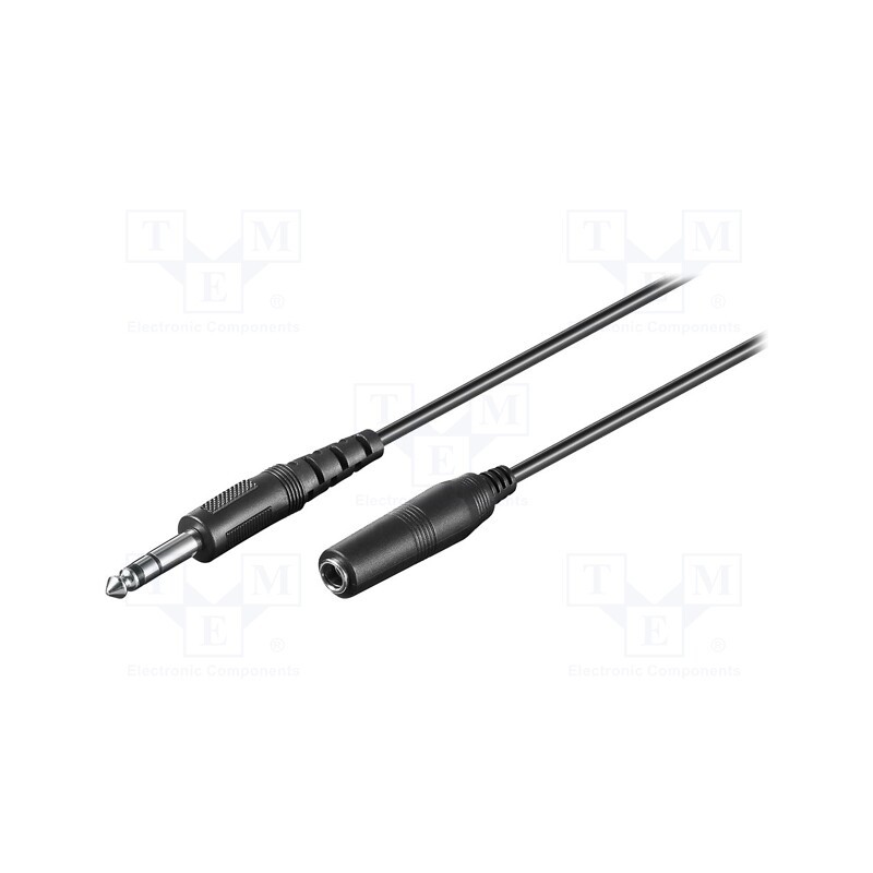 10 pcs : 50428 - Cable, Jack 6,3mm socket,Jack 6,3mm plug, 5m, black